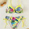 Women's Tropical Floral Print Bikini Set, High Elasticity Lycra, Button Details, Comfortable Fit Swimwear