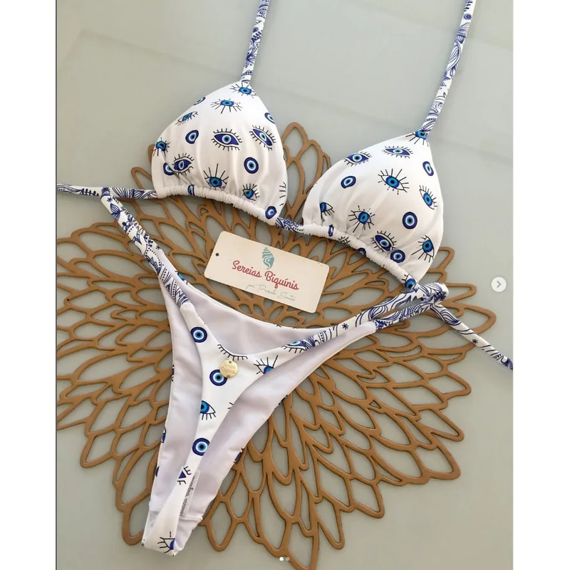 Sexy Print Bikini Sets Halter Laceup Tops Thongs Beach Bathing Suit Y2k Swimsuits For Women Stylish 4