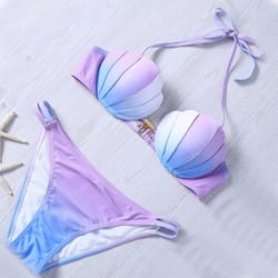 new arrival gradient shell bikini swimsuit, 4 styles, women's fashionable mermaid swimwear