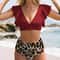 Fashionable Leopard Print Bikini High Waist Swimwear Ruffle Cuffs Bikini Sets For Women Beachwear 1