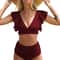 Fashionable Leopard Print Bikini High Waist Swimwear Ruffle Cuffs Bikini Sets For Women Beachwear 3