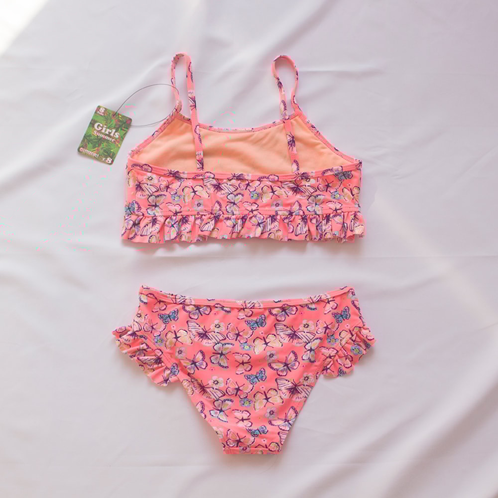 Butterfly Print Kids Bikinis New Falbala Children Bikini Set Summer Swimwear For Baby Girls 1