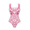 Vintage Pattern Printed One Piece Swimsuit Swimwear Bikini Set For Women 2