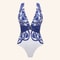 Vintage Pattern Printed One Piece Swimsuit Swimwear Bikini Set For Women 7