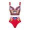 Vintage Pattern Printed One Piece Swimsuit Swimwear Bikini Set For Women 4