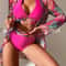 High Waist Swimwear Bikini For Women Halter Print Swimsuit With Kimono Beachwear Bathing Suit 2