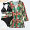 High Waist Swimwear Bikini For Women Halter Print Swimsuit With Kimono Beachwear Bathing Suit 5