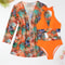 High Waist Swimwear Bikini For Women Halter Print Swimsuit With Kimono Beachwear Bathing Suit 6