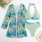 High Waist Swimwear Bikini For Women Halter Print Swimsuit With Kimono Beachwear Bathing Suit 8