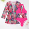 High Waist Swimwear Bikini For Women Halter Print Swimsuit With Kimono Beachwear Bathing Suit 7