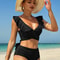 High Waisted Bikini Set For Women Ruffle Two Piece Swimsuit Cross Cutout Ruched Bathing Suit 1