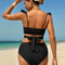 High Waisted Bikini Set For Women Ruffle Two Piece Swimsuit Cross Cutout Ruched Bathing Suit 3