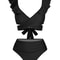 High Waisted Bikini Set For Women Ruffle Two Piece Swimsuit Cross Cutout Ruched Bathing Suit 4