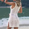 Sexy Beach Wrap Tunics Women Swimwear Dress Bikini CoverUps White Swimsuit Cover Up Crochet Fishnet