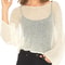 Women Knit Coverups Summer Loose Pullover Smock Crop Tops Autumn Seethrough Irregular Summer Beach 8