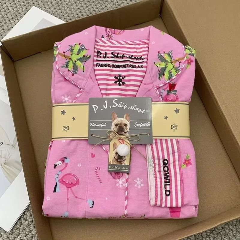 Warm Thick Autumn Winter Women PJs Cotton Ground Wool Sleepwear Cartoon Long Sleeve Pants Pajamas L 8