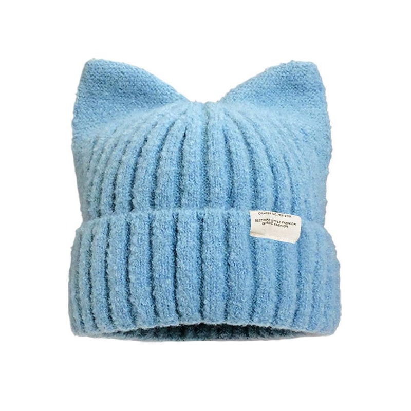 Cute Cat Ears Beanie For Women Winter Warmth And Style Soft Knitted Ear Protection 8