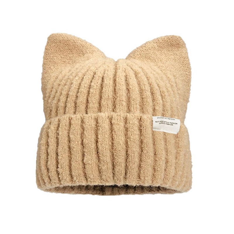 Cute Cat Ears Beanie For Women Winter Warmth And Style Soft Knitted Ear Protection 9