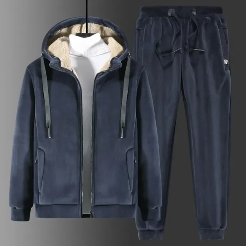Winter Cashmere Tracksuit For Men Soft Cozy Hooded Outfit 4