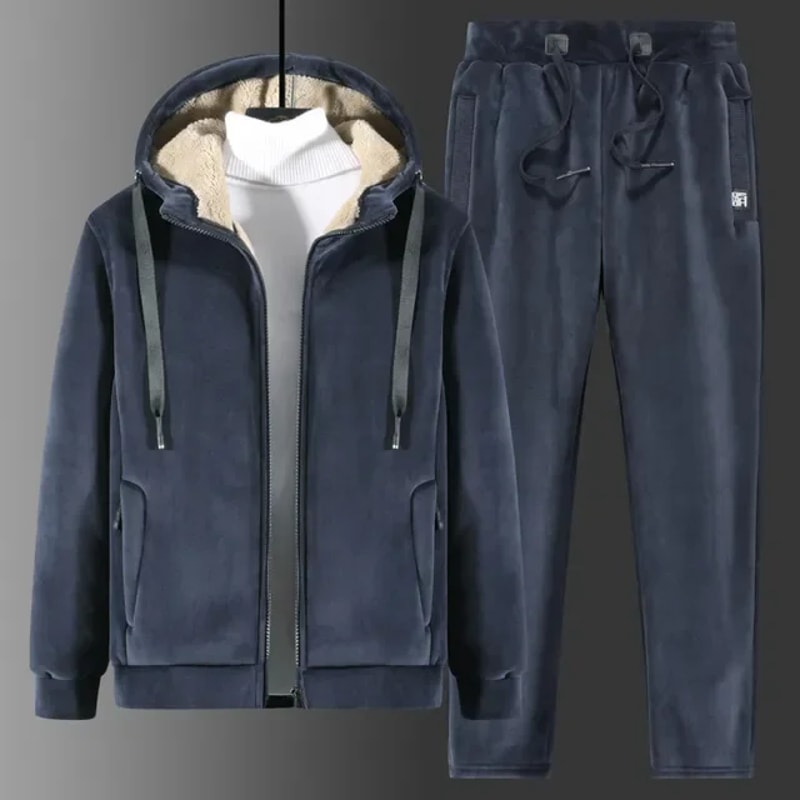 Winter Cashmere Tracksuit For Men Soft Cozy Hooded Outfit 6