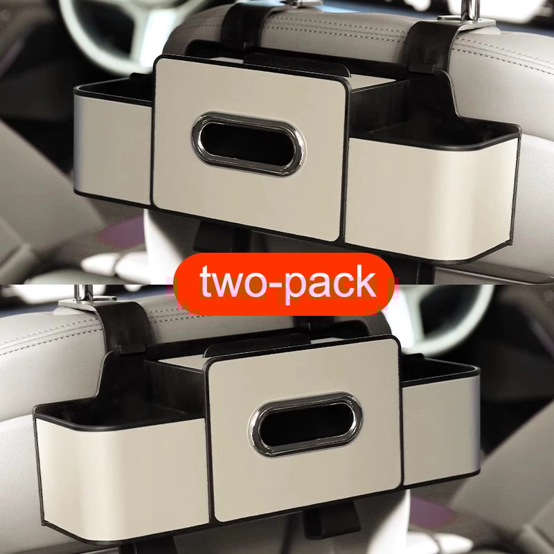 Car Backseat Organizer with Leather Storage, Stylish Storage & Cup Holder for Car Essentials