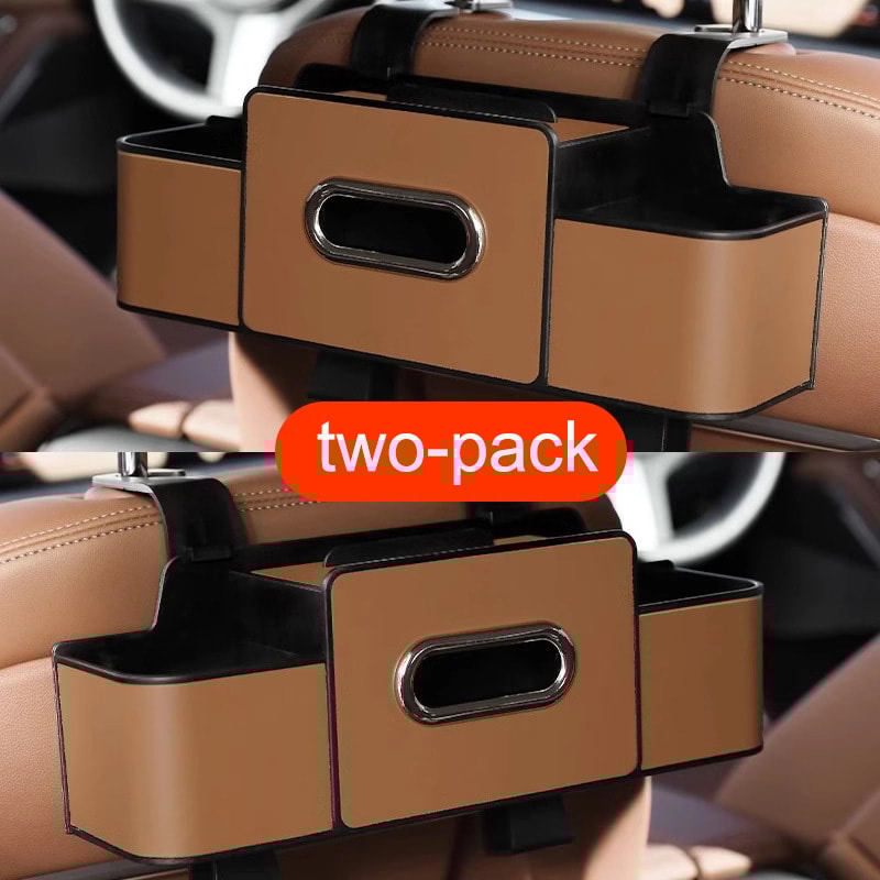 Car Backseat Organizer with Leather Storage, Stylish Storage & Cup Holder for Car Essentials