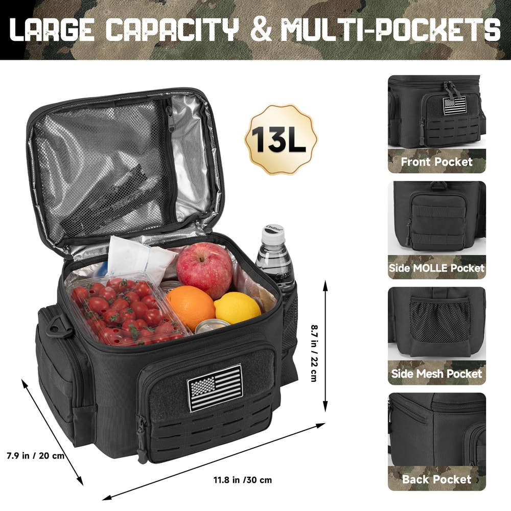 Heavy Duty Tactical Lunch Bag, Insulated & Leakproof for Work & Outdoors