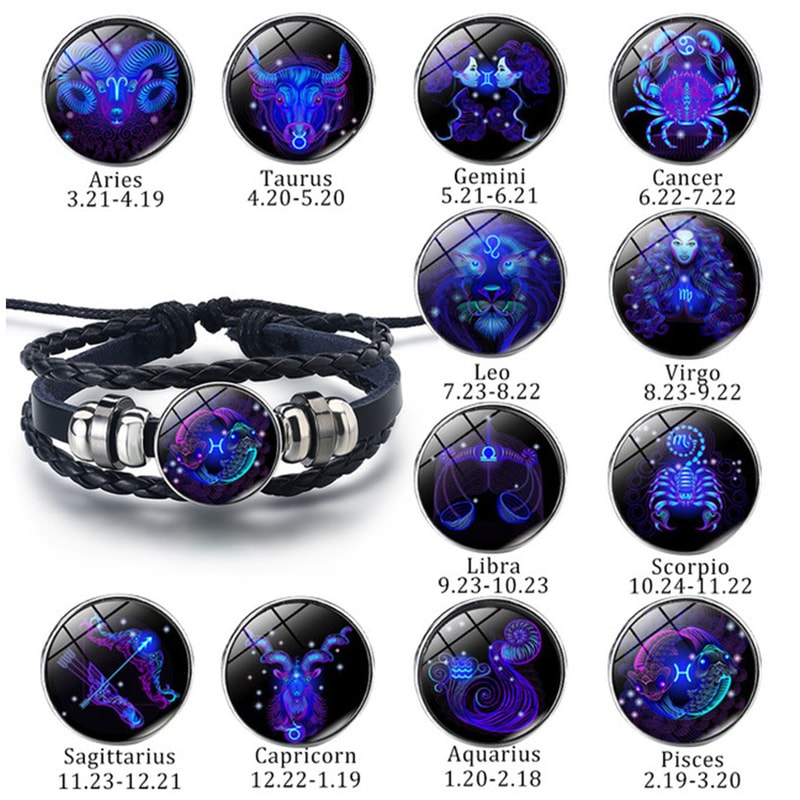 Zodiac Sign Glow Leather Bracelet For Astrology Style And Meaningful Gifting 0