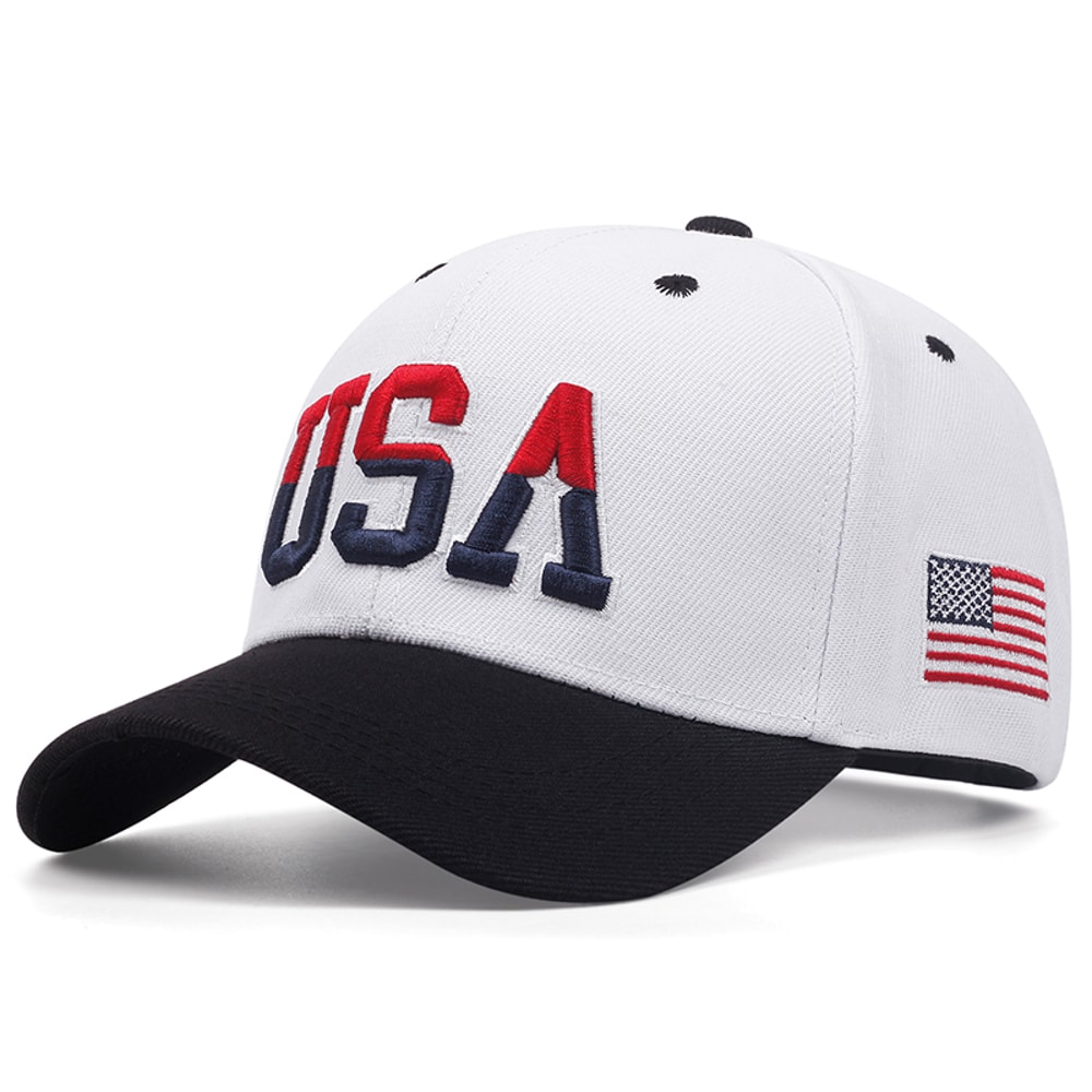 USA Side Flag American Flag Baseball Cap Adjustable Unisex Hip Hop Hat