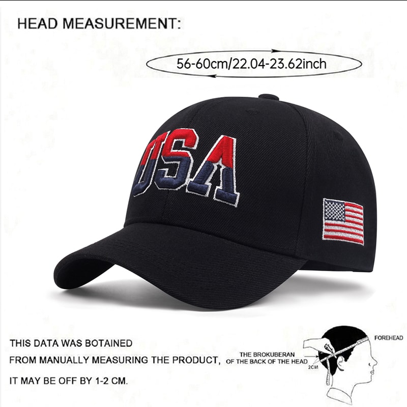 USA Side Flag American Flag Baseball Cap Adjustable Unisex Hip Hop Hat