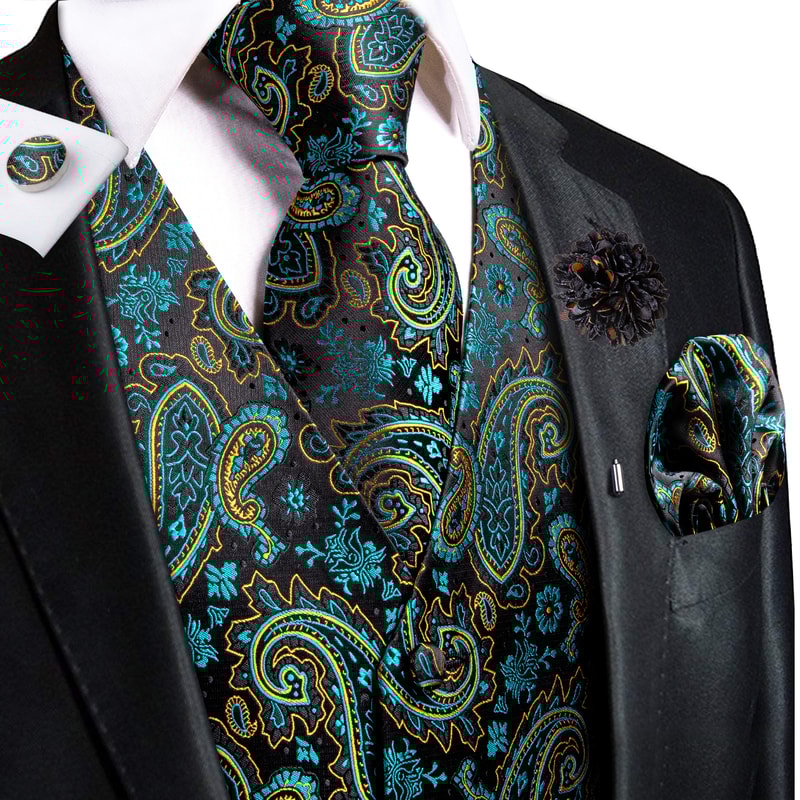 Silk Jacquard Vest And Tie Accessory Set For Men Formalwear 18