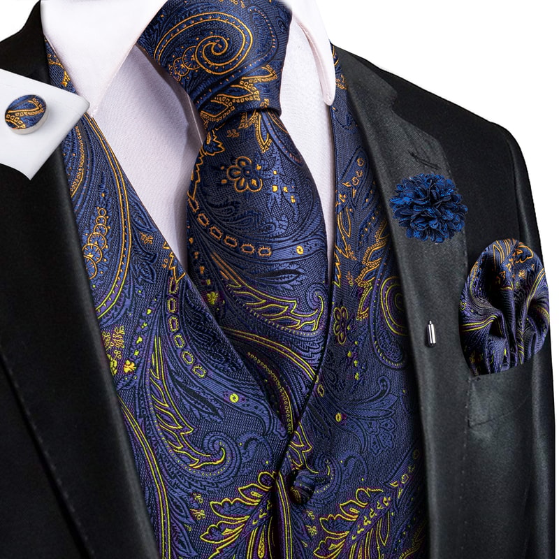Silk Jacquard Vest And Tie Accessory Set For Men Formalwear 14