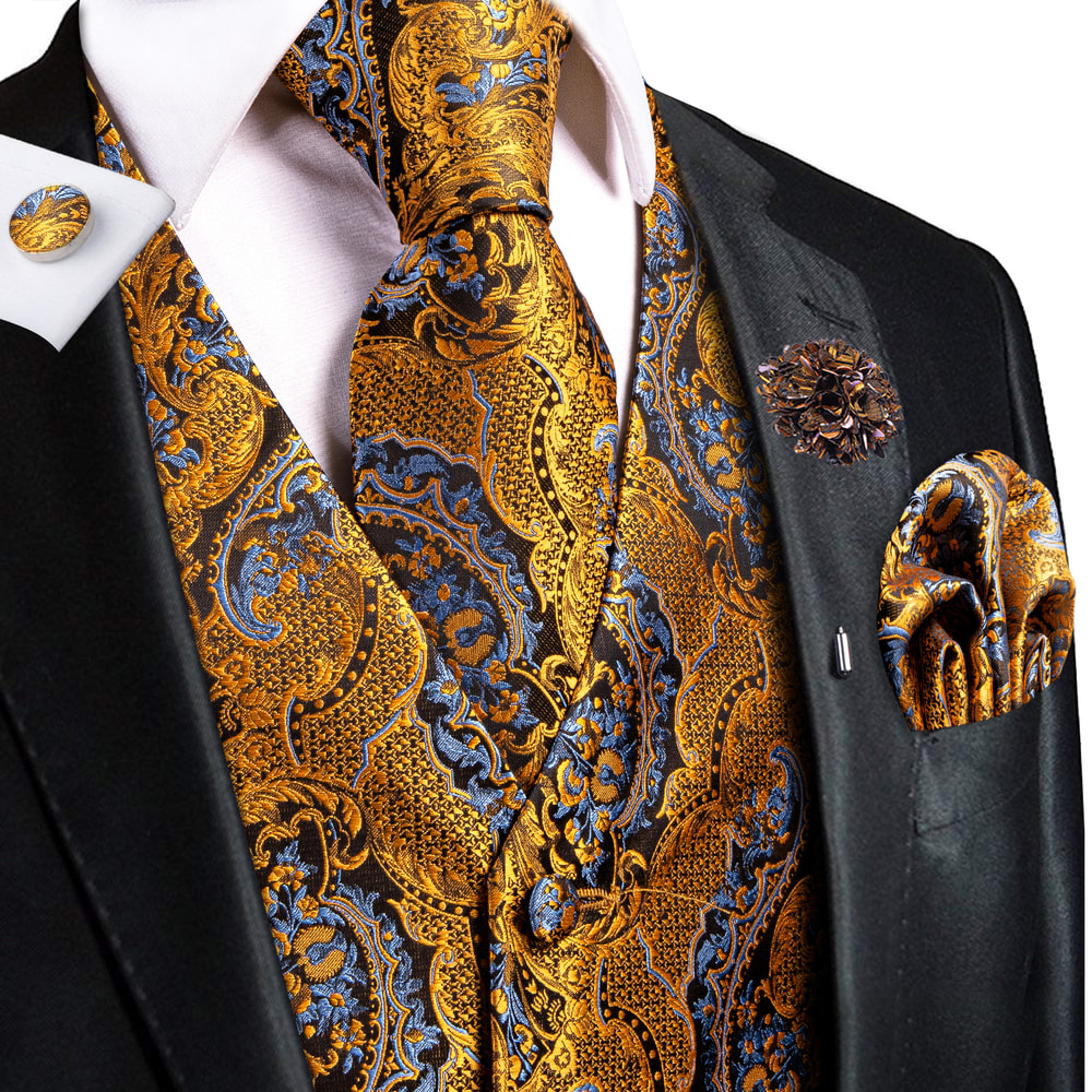 Silk Jacquard Vest And Tie Accessory Set For Men Formalwear 7
