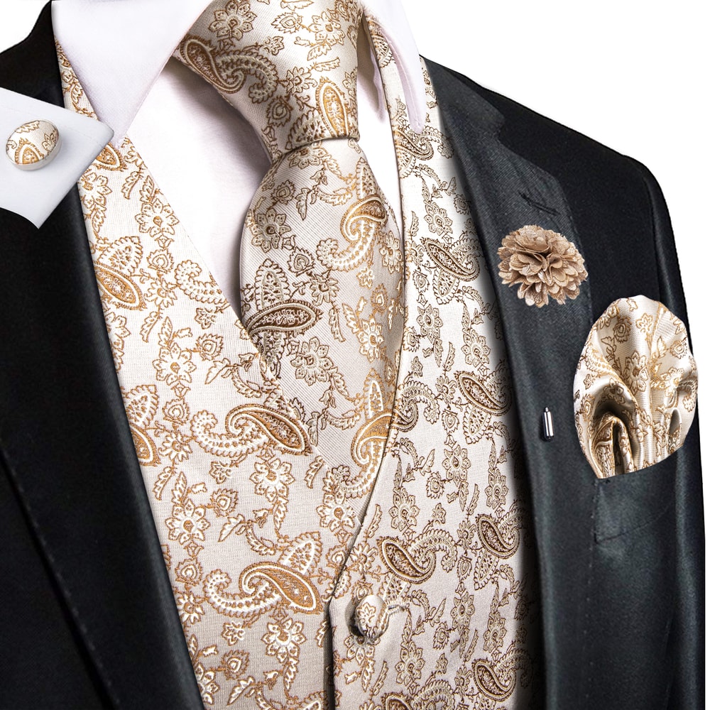 Silk Jacquard Vest And Tie Accessory Set For Men Formalwear 25