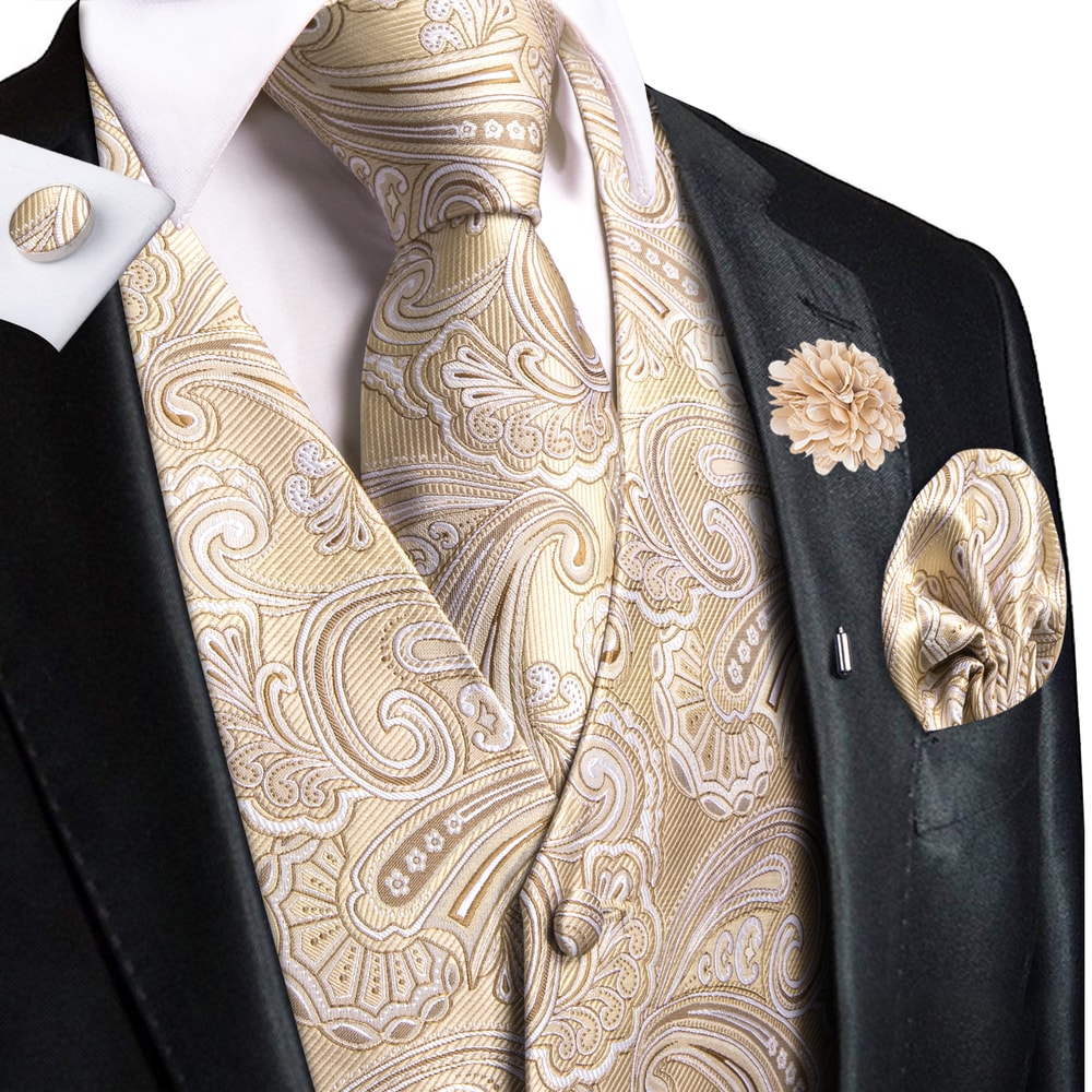Silk Jacquard Vest And Tie Accessory Set For Men Formalwear 24