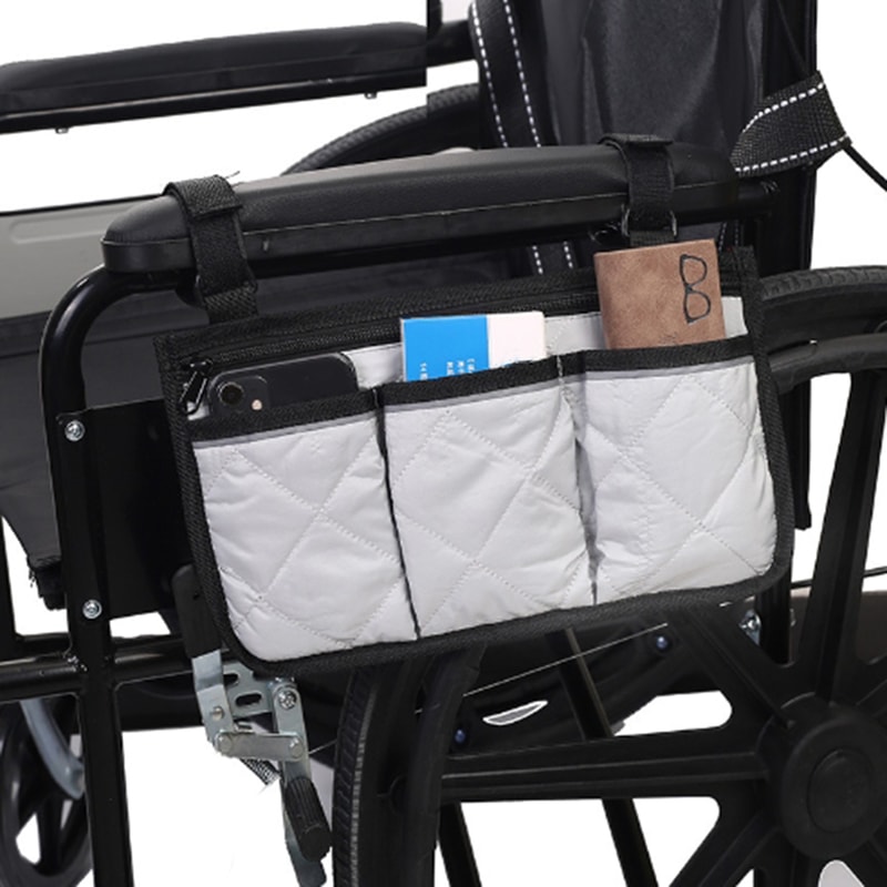ComfortRide Wheelchair Armrest Bag Organizer for Wheelchairs Walkers and Scooters