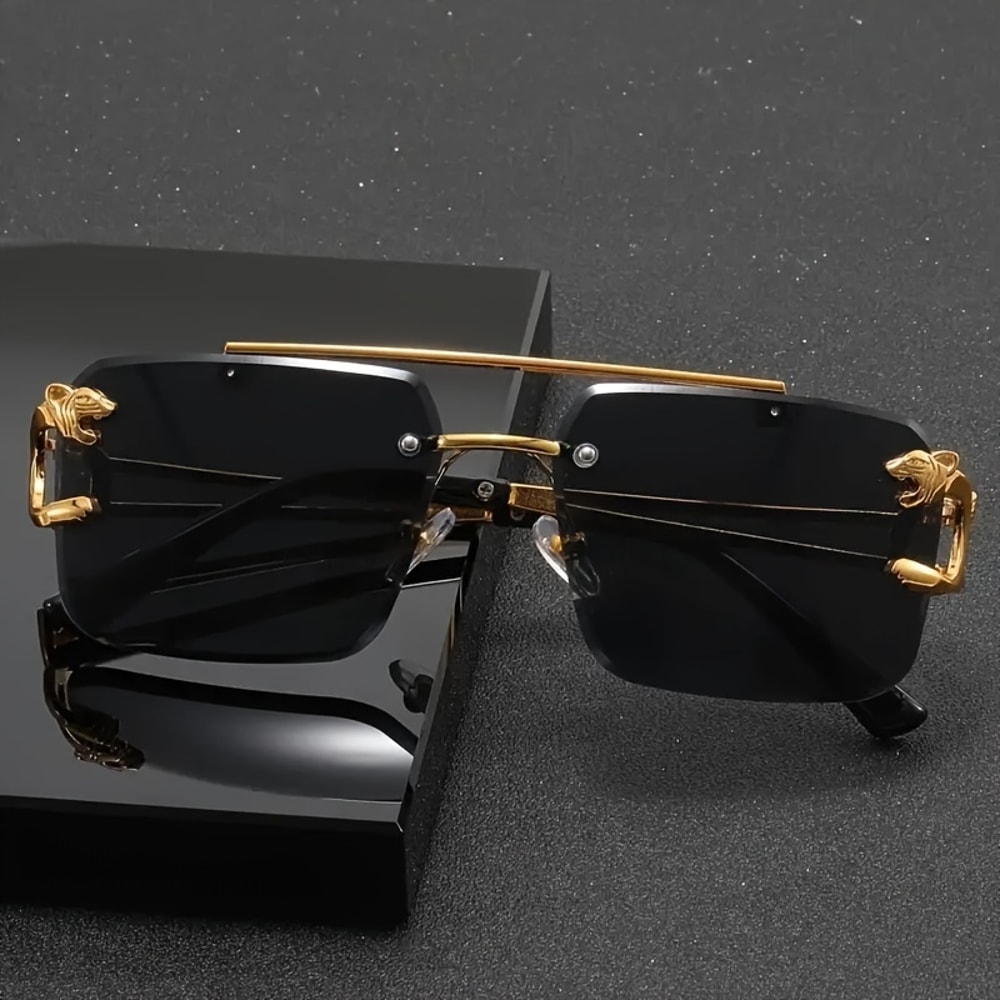 Golden Edge Frameless Sunglasses with Anti-Glare UV Protection for Men & Women