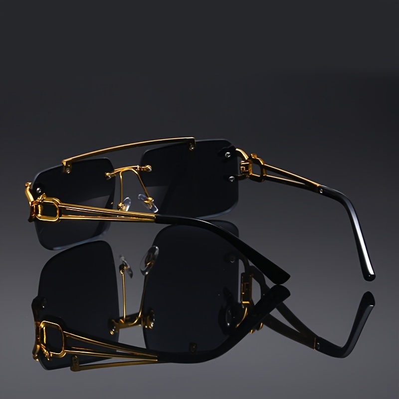 Golden Edge Frameless Sunglasses with Anti-Glare UV Protection for Men & Women