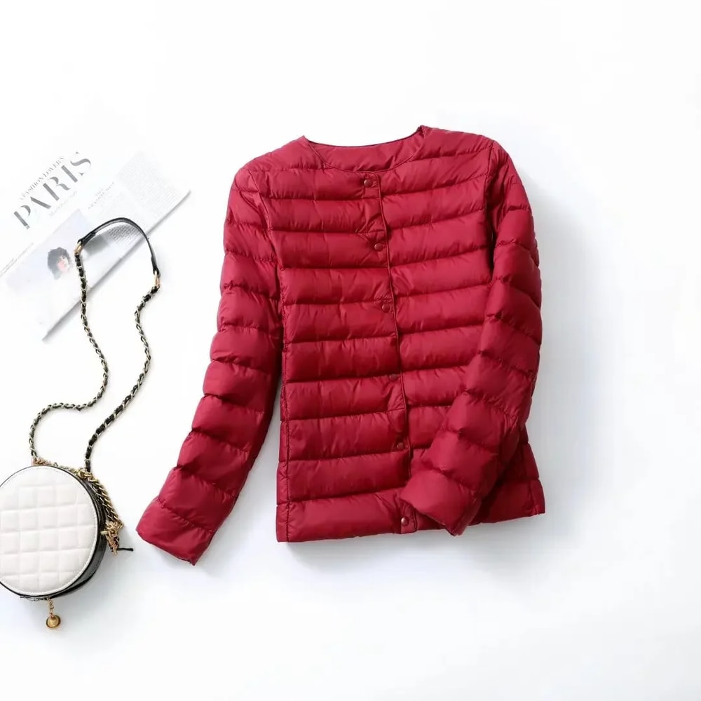 Lightweight Puffer Jacket Women Packable White Duck Down Slim Fit Winter Coat 7