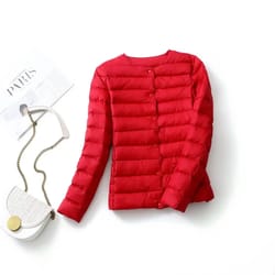 lightweight puffer jacket women packable white duck down slim fit winter coat