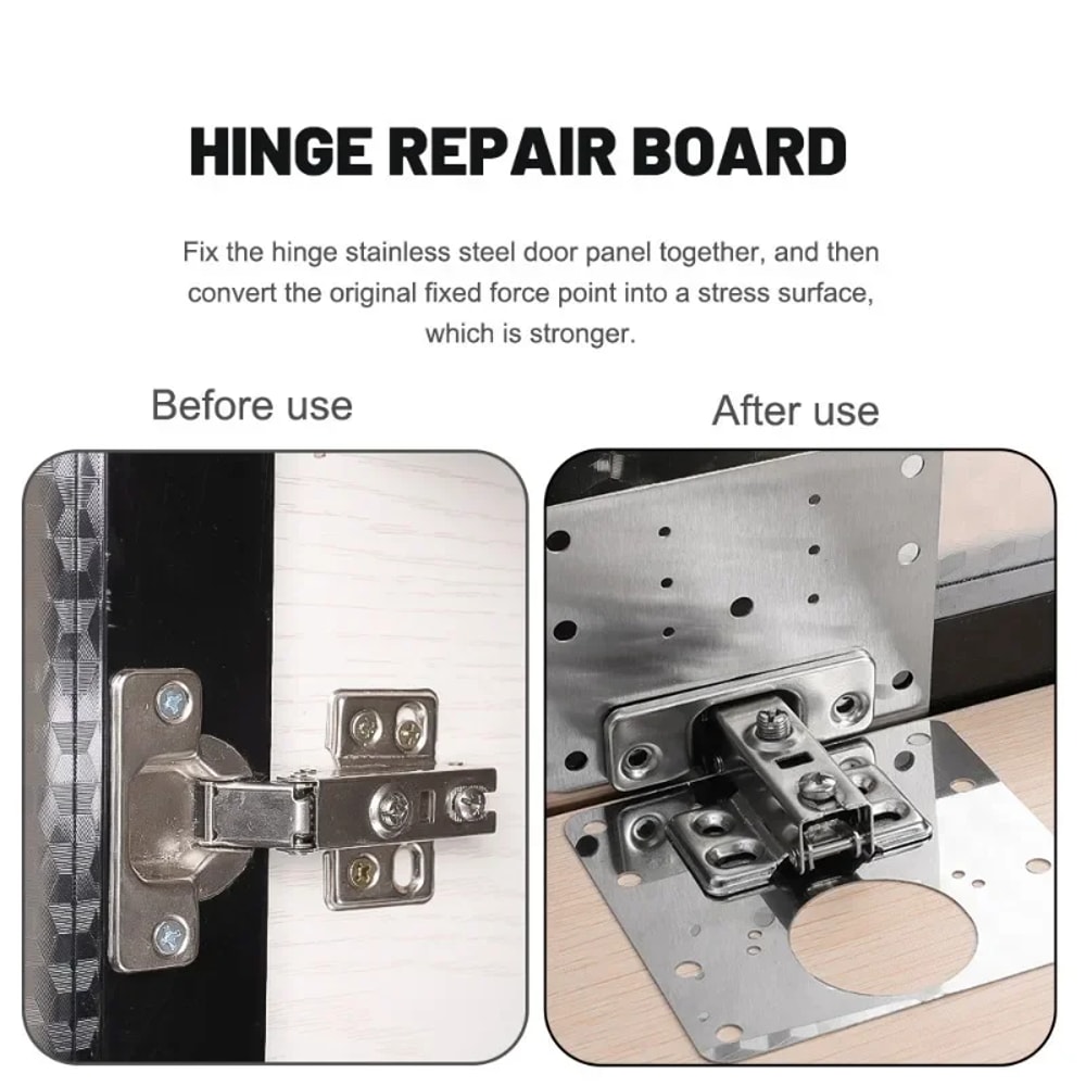 Kitchen Cupboard Hinge Repair Kit With Strong Brace Brackets And Screws 3