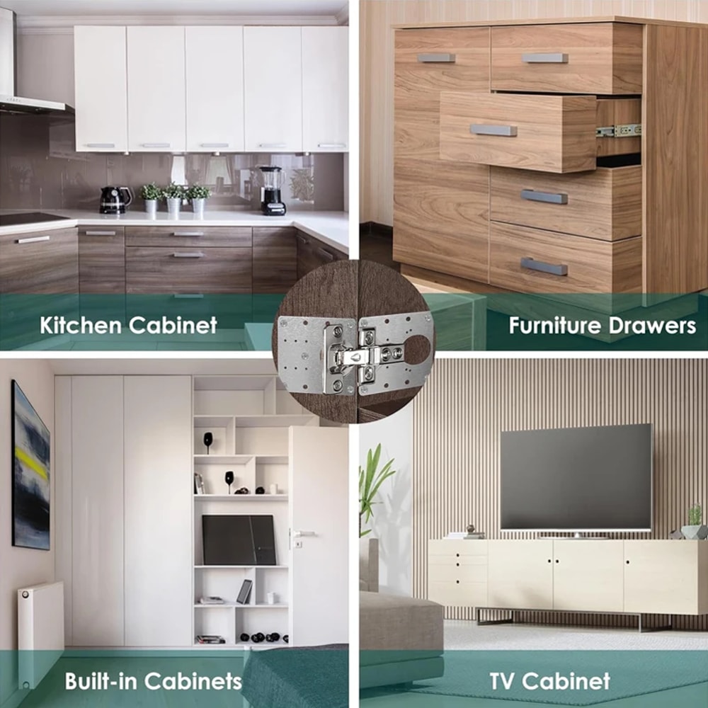 Kitchen Cupboard Hinge Repair Kit With Strong Brace Brackets And Screws 5