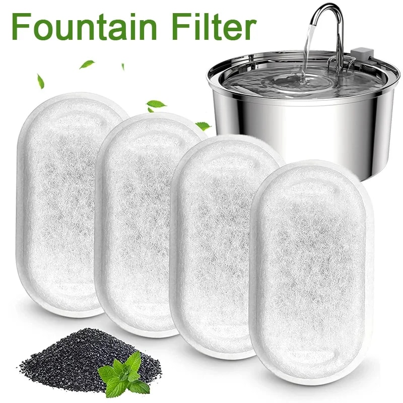 Cat Water Fountain Filters with Sponges for 108oz/3.2L & 67oz/2L Stainless Steel Pet Fountains