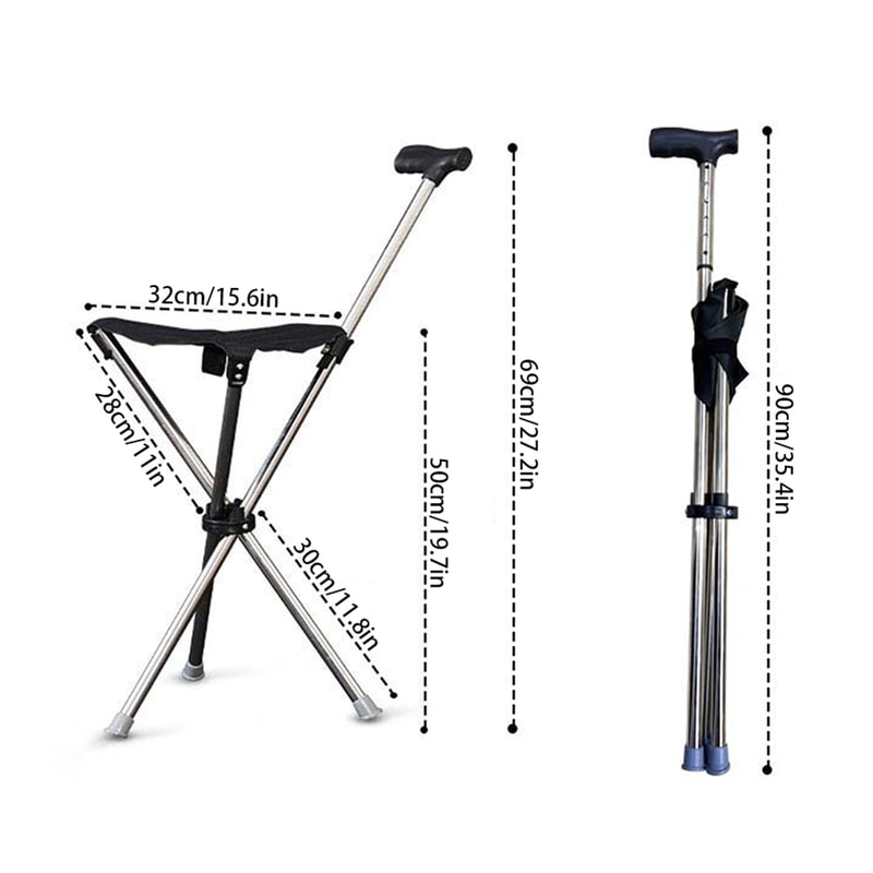 Lightweight Folding Cane with Seat for Seniors, Travel & Everyday Support