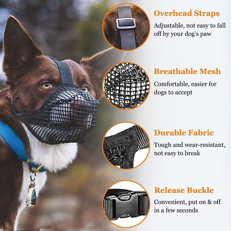 Mesh Dog Muzzle Mouth Cover Adjustable Pet Safety Guard 4