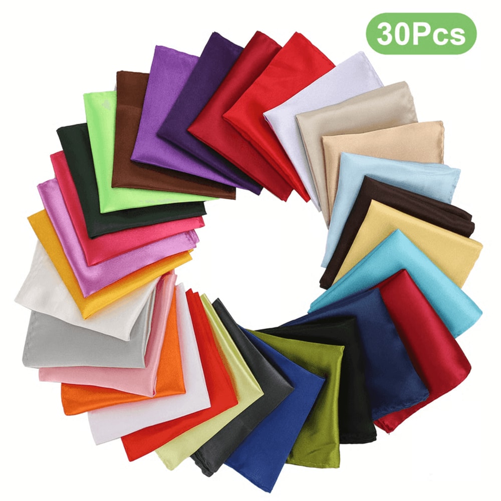 Mens Formal Satin Silk Pocket Squares Set Classic Solid Color Hankies For Tuxedo Styling 0
