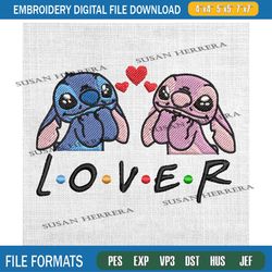 lover stitch and angel love couple embroidery