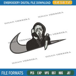 nike x scream ghost face embroidery machine designs png