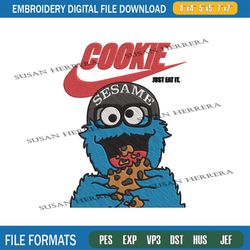 cookie monster x nike embroidery design png
