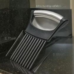 "Versatile Stainless Steel Vegetable Slicer and Holder: Perfect for Onions, Avocados, Eggs, and More - Black"